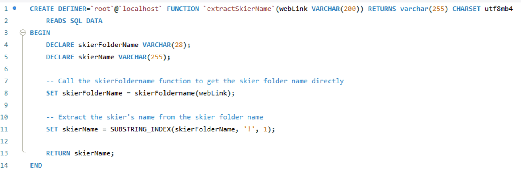 extractSkierName SQL Function